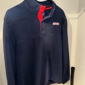 Vineyard Vines Navy and Red Fleece Pullover